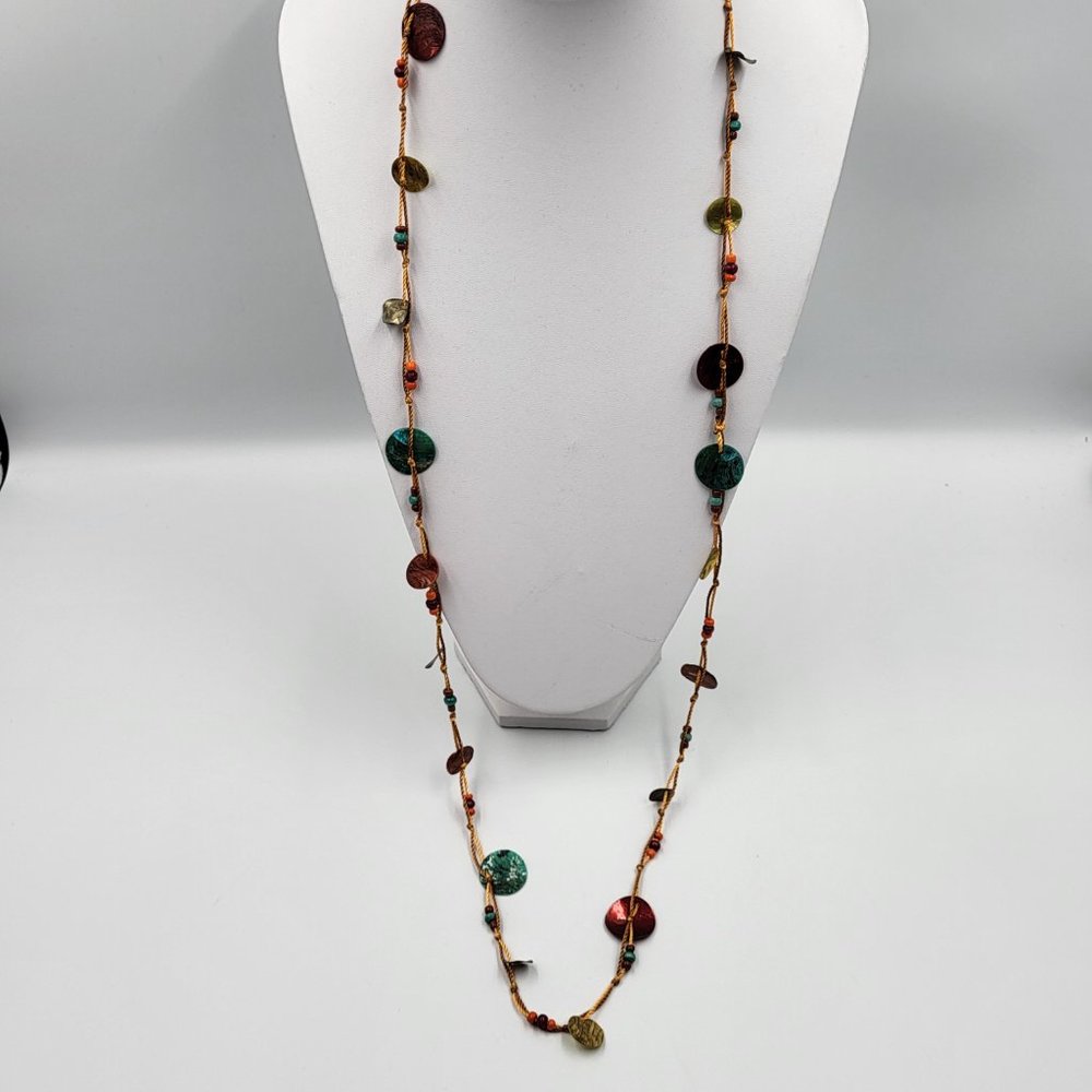 Multi-Coloured String and Shell Necklace - Picture 4 of 9